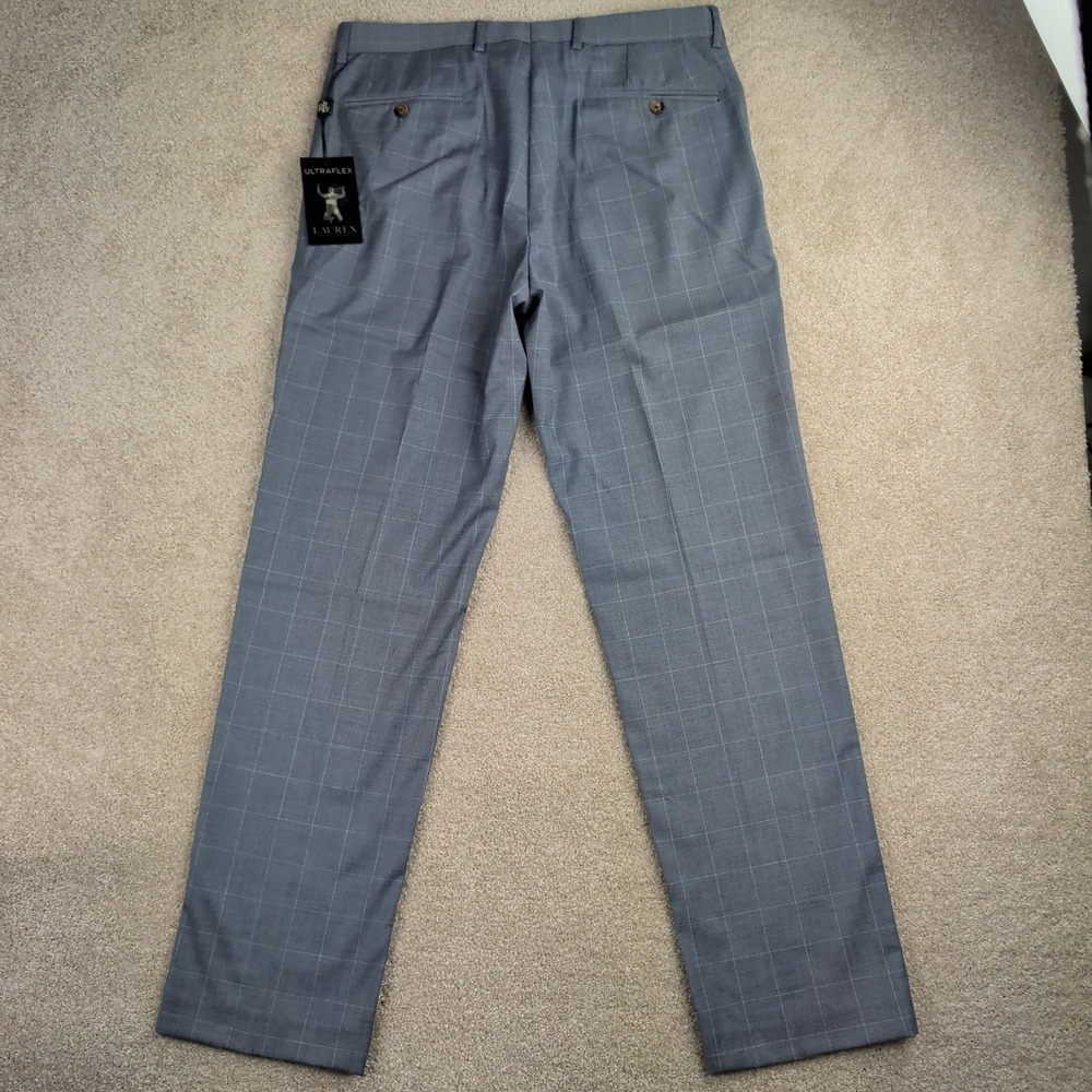 Lauren Ralph Lauren Suit Pants Mens 34x32 Gray Check Ultraflex Stretch Formal - Picture 10 of 12